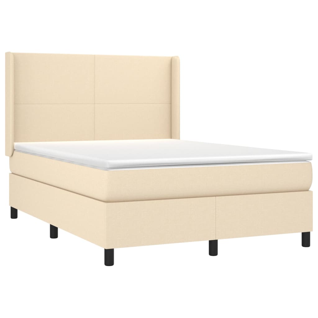 Krevet box spring s madracem LED krem 140x200 cm od tkanine