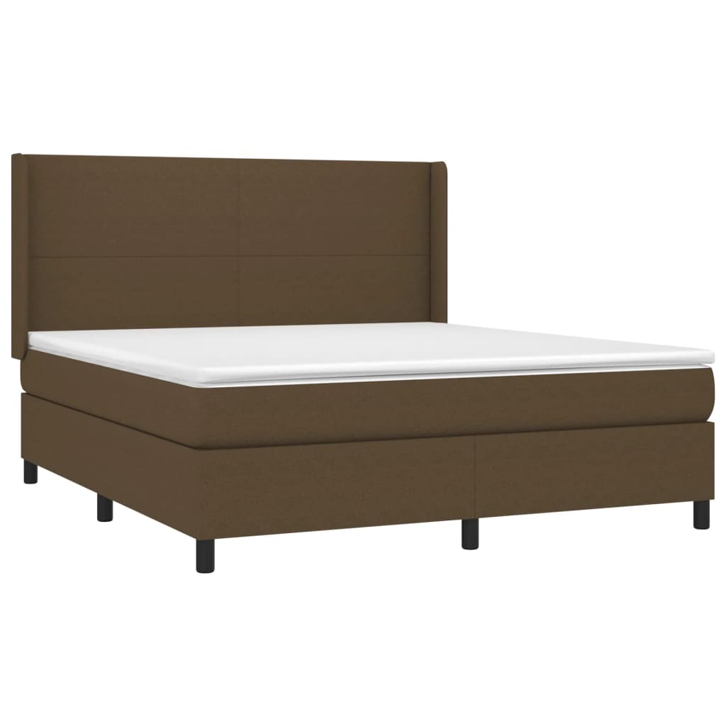 Krevet box spring s madracem LED tamnosmeđi 160x200 cm tkanina