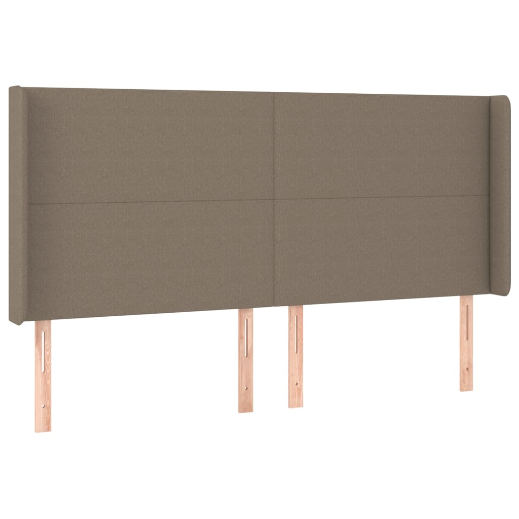 Krevet box spring s madracem LED smeđesivi 180x200 cm tkanina