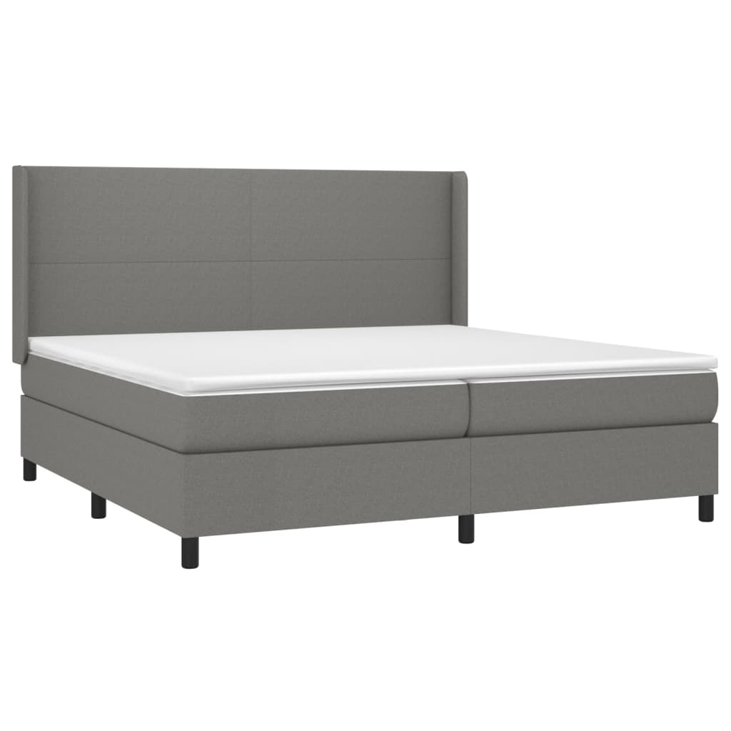 Krevet box spring s madracem LED tamnosivi 200x200 cm tkanina