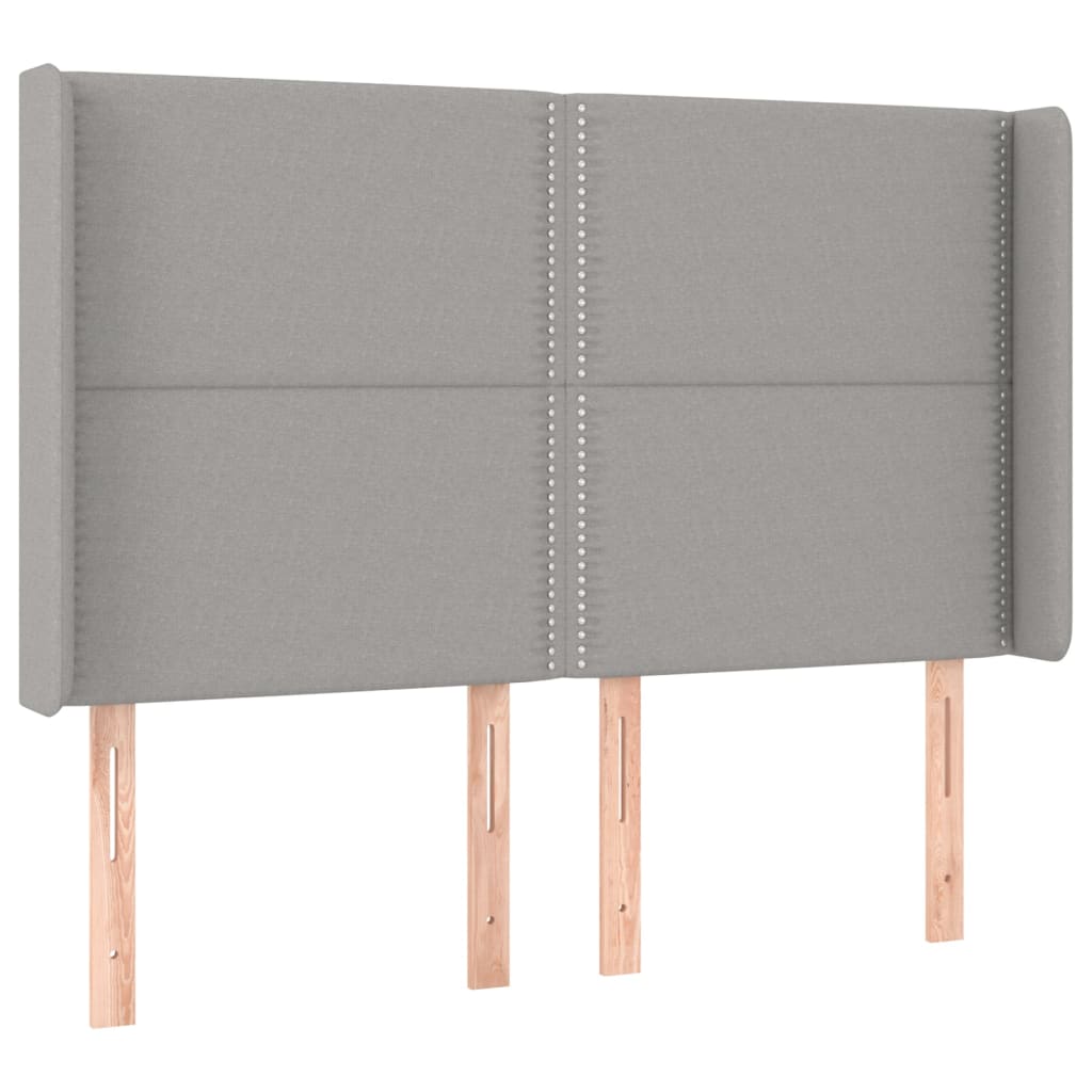 Krevet box spring s madracem LED svjetlosivi 140x200 cm tkanina