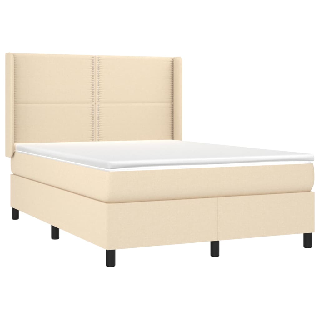 Krevet box spring s madracem LED krem 140x200 cm od tkanine