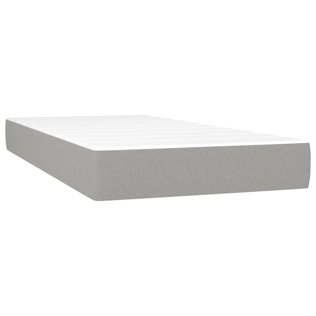 Krevet box spring s madracem LED svjetlosivi 100x200 cm tkanina