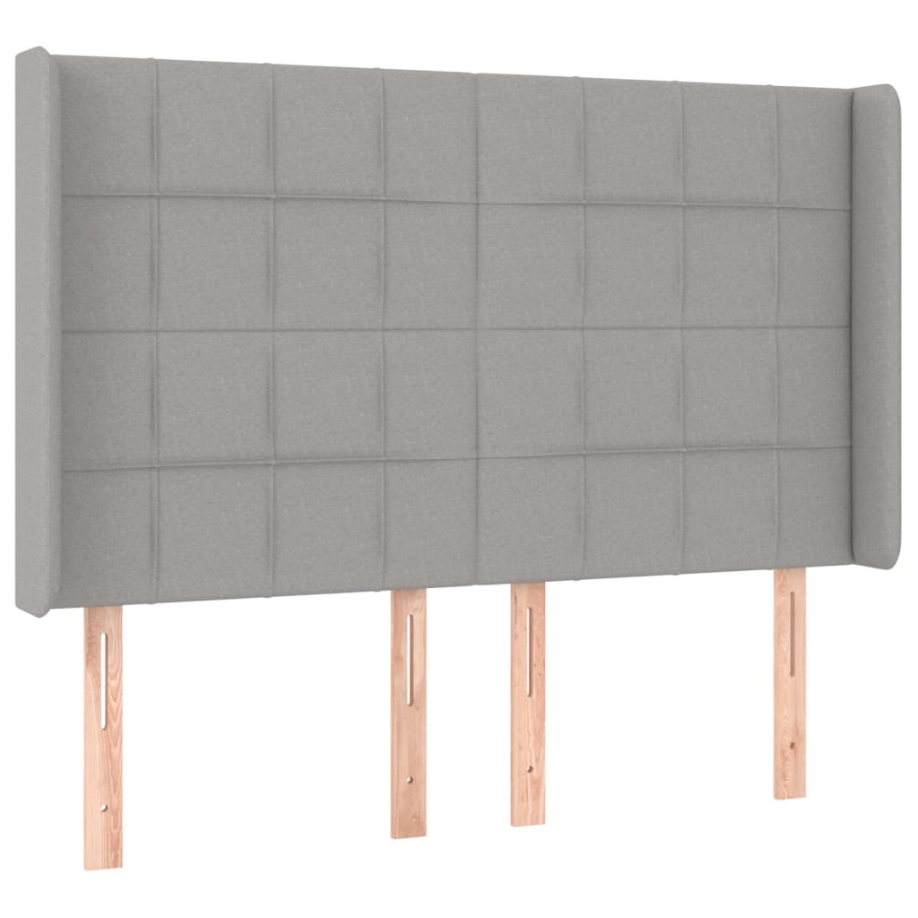 Krevet box spring s madracem LED svjetlosivi 140x190 cm tkanina