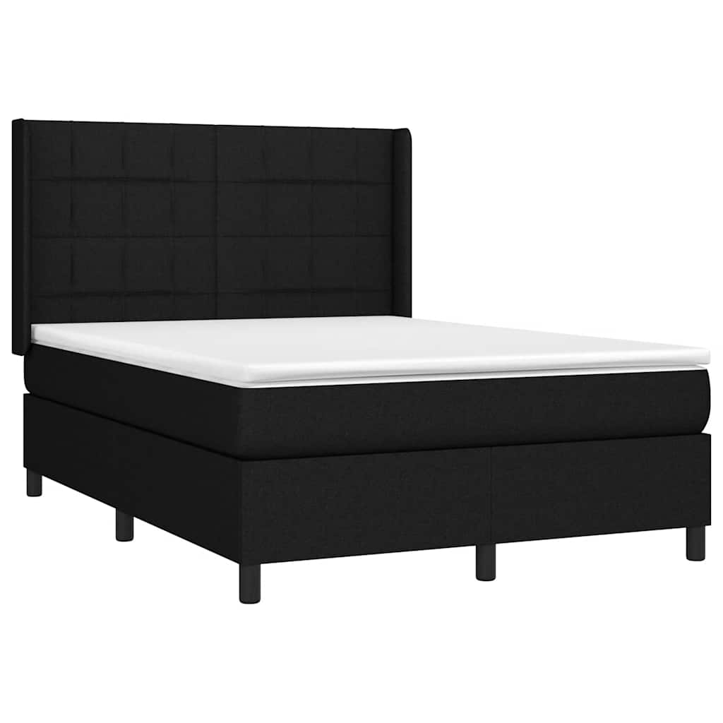 Krevet box spring s madracem LED crni 140x200 cm od tkanine