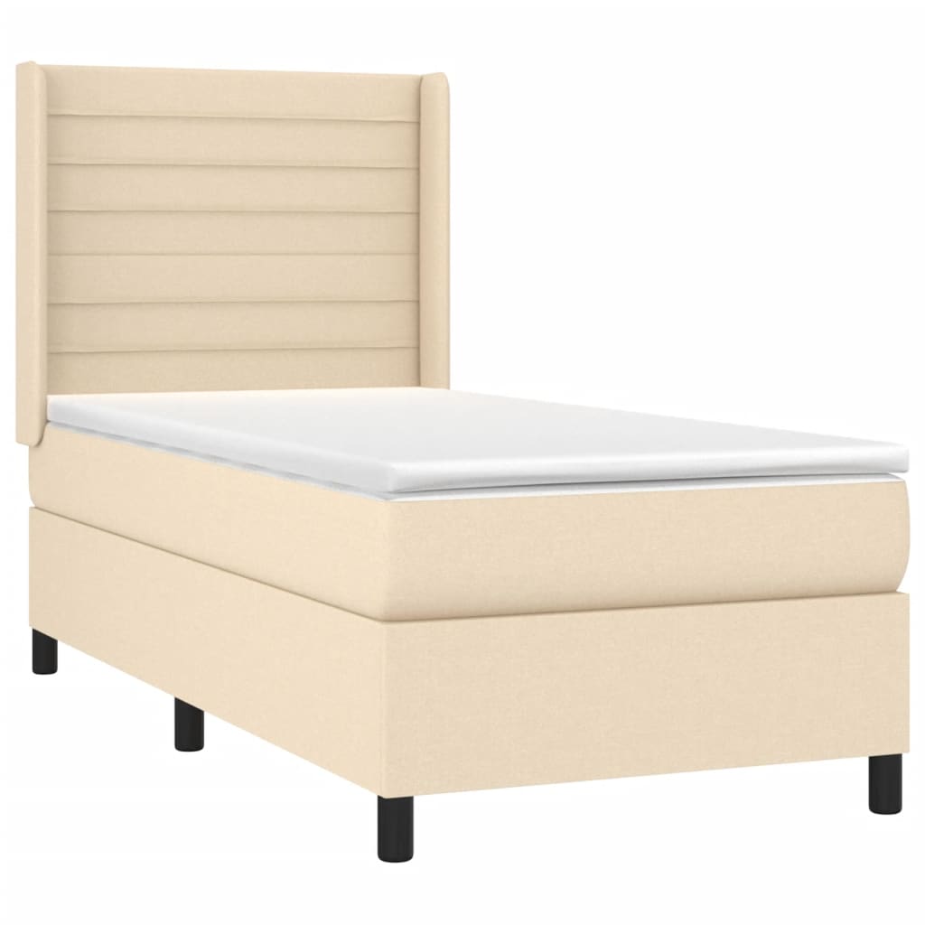 Krevet box spring s madracem LED krem 100x200 cm od tkanine