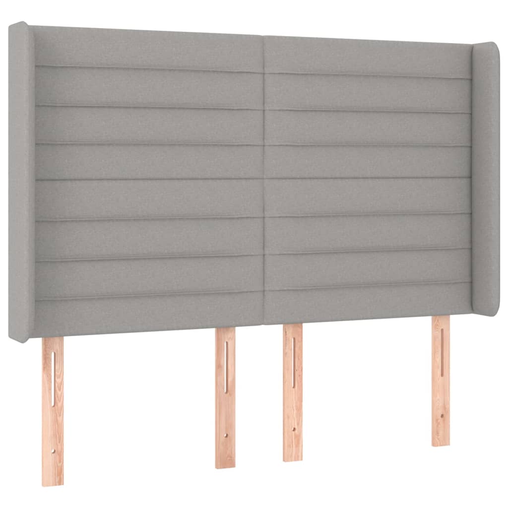 Krevet box spring s madracem LED svjetlosivi 140x190 cm tkanina