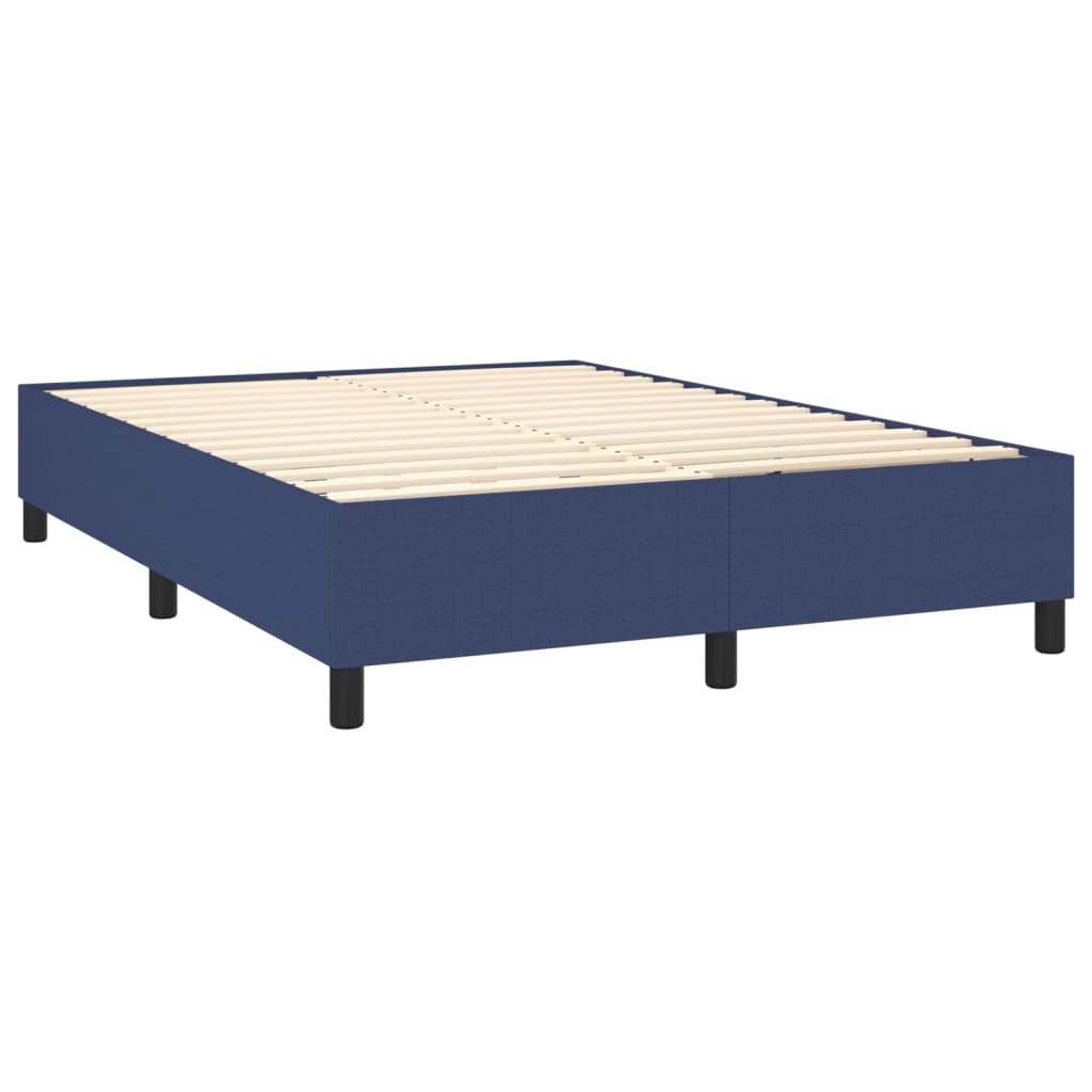 Krevet box spring s madracem LED plavi 140x190 cm od tkanine