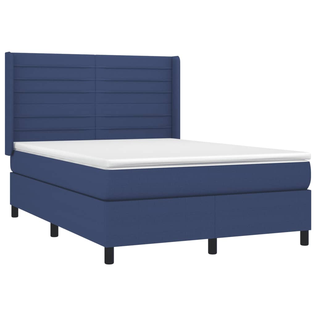 Krevet box spring s madracem LED plavi 140x200 cm od tkanine