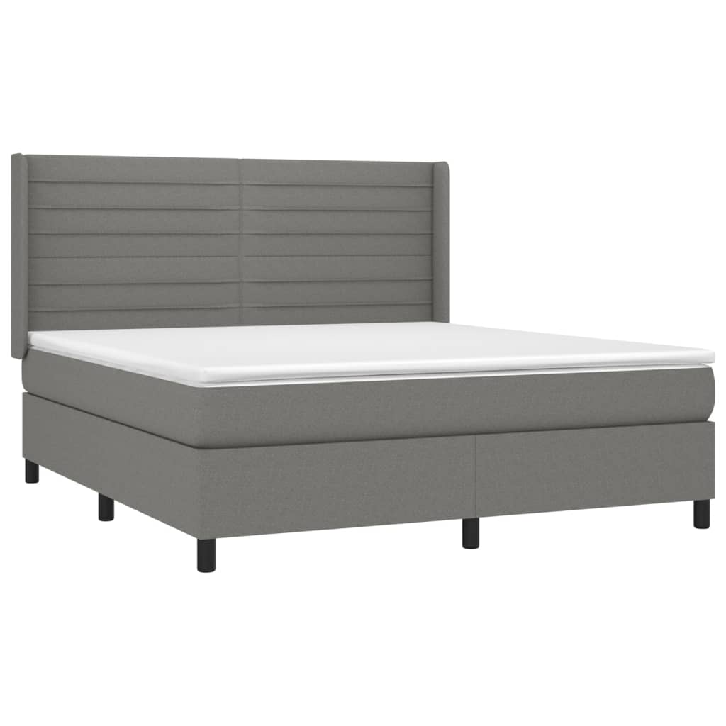 Krevet box spring s madracem LED tamnosivi 160x200 cm tkanina