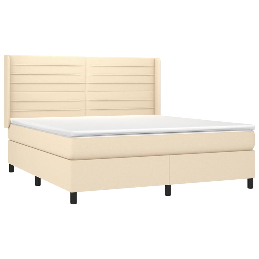 Krevet box spring s madracem LED krem 160x200 cm od tkanine