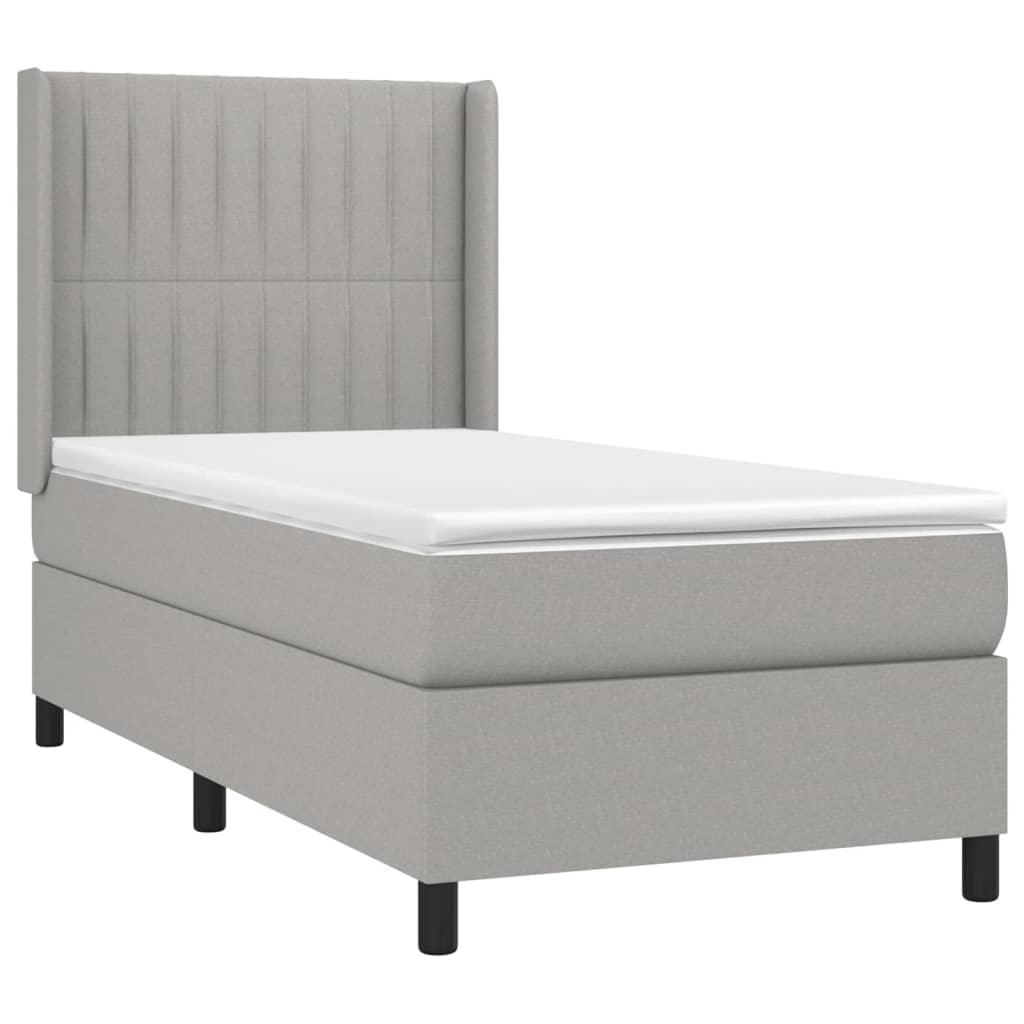 Krevet box spring s madracem LED svjetlosivi 80x200 cm tkanina