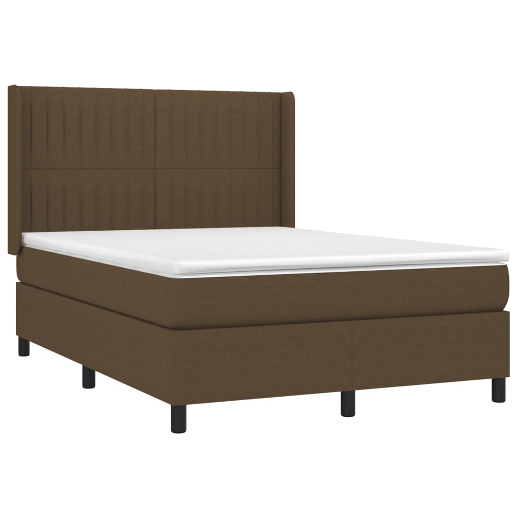 Krevet box spring s madracem LED tamnosmeđi 140x190 cm tkanina