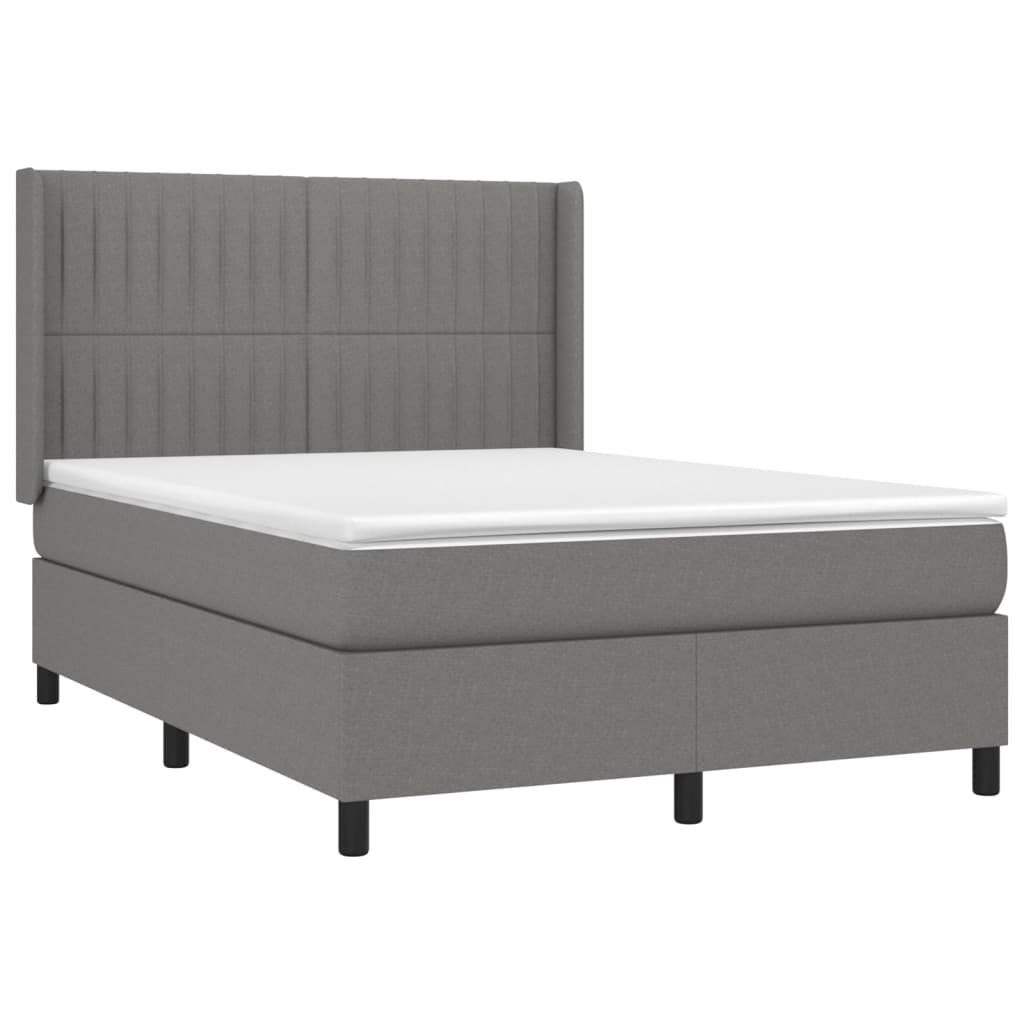 Krevet box spring s madracem LED tamnosivi 140x200 cm tkanina