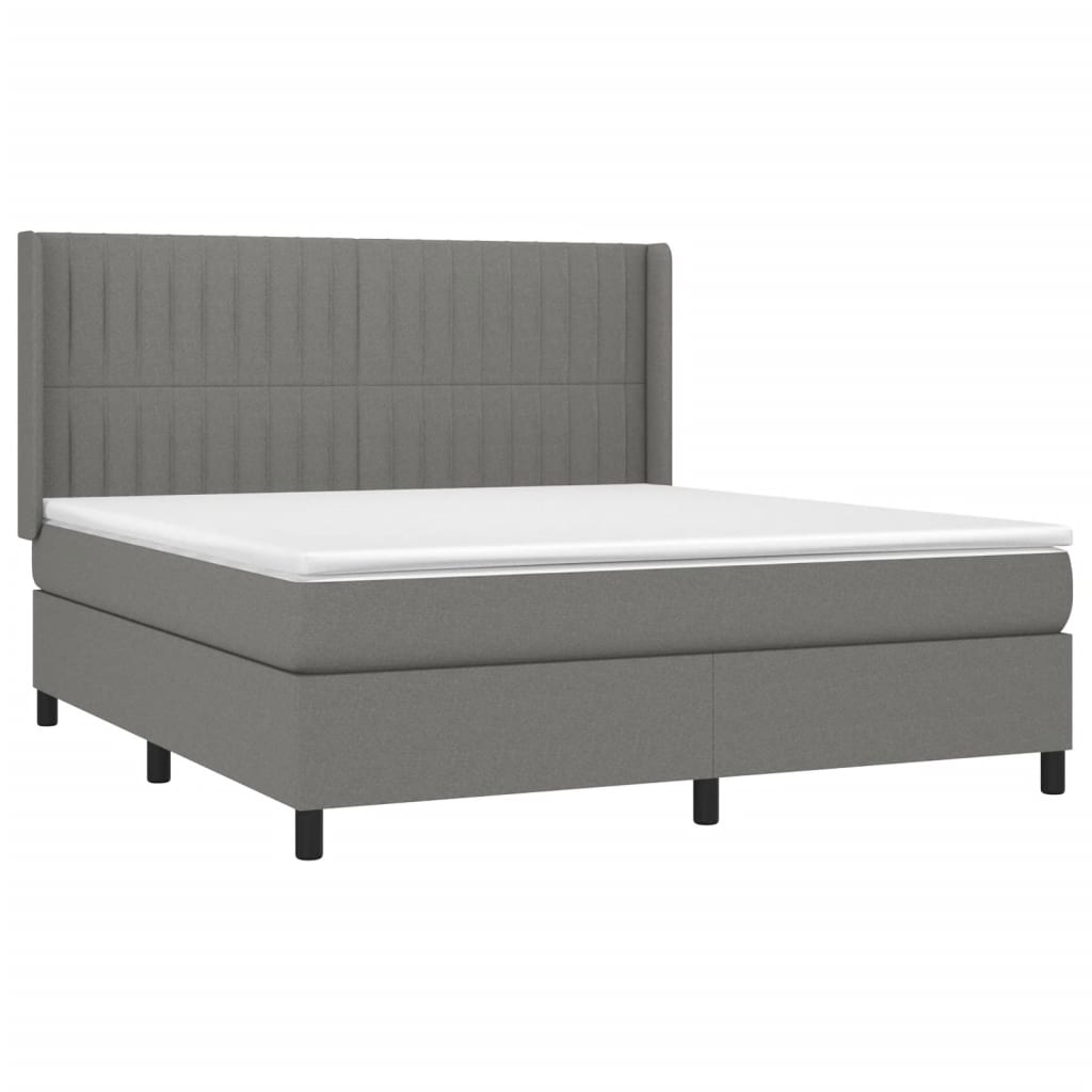 Krevet box spring s madracem LED tamnosivi 160x200 cm tkanina