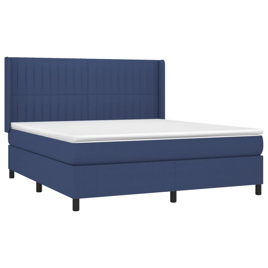 Krevet box spring s madracem LED plavi 180x200 cm od tkanine