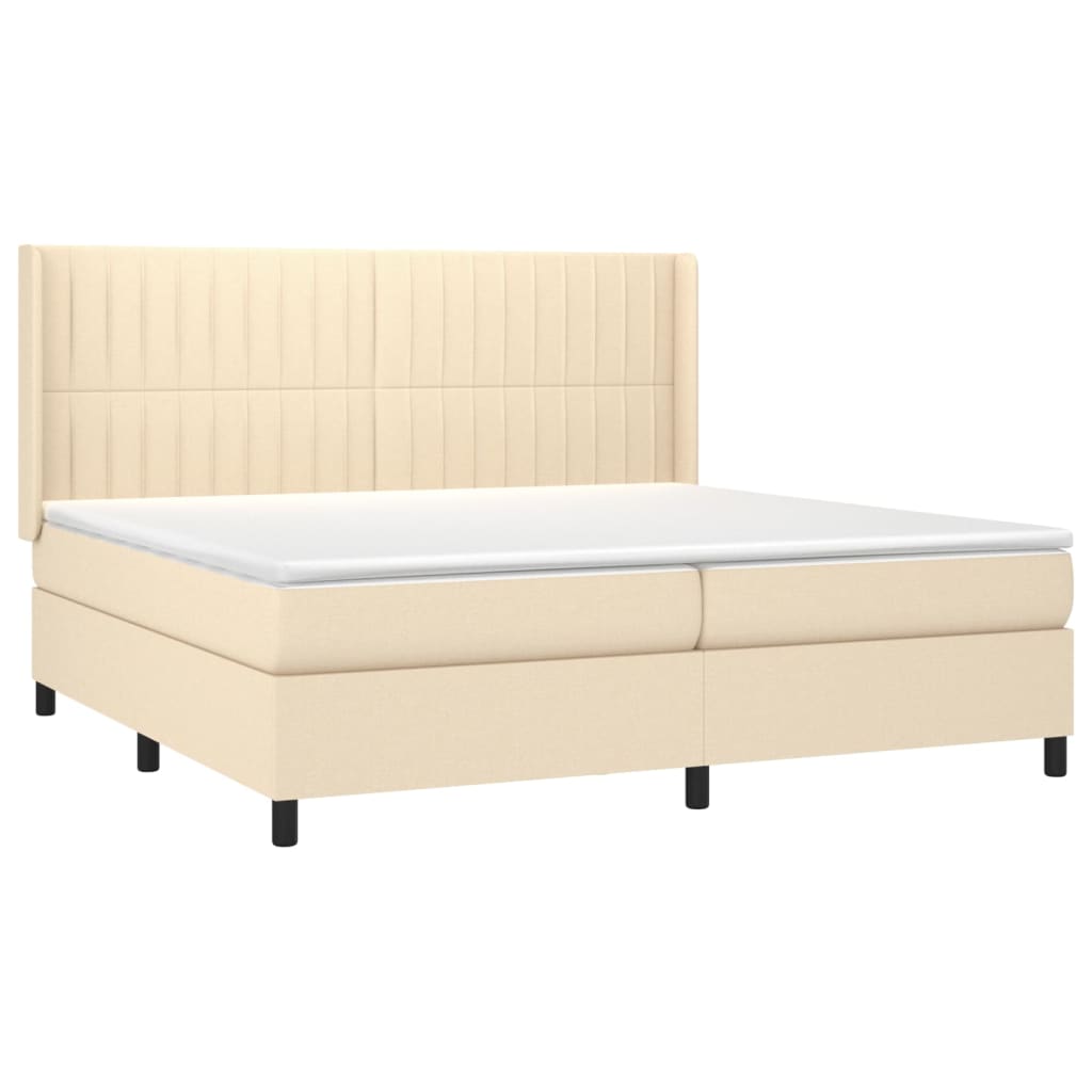 Krevet box spring s madracem LED krem 200x200 cm od tkanine