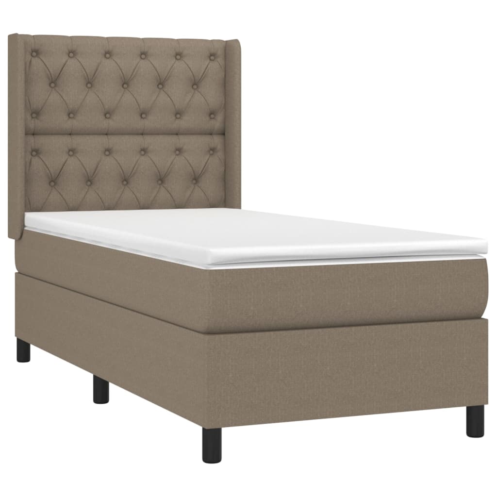 Krevet box spring s madracem LED smeđesivi 80 x 200 cm tkanina