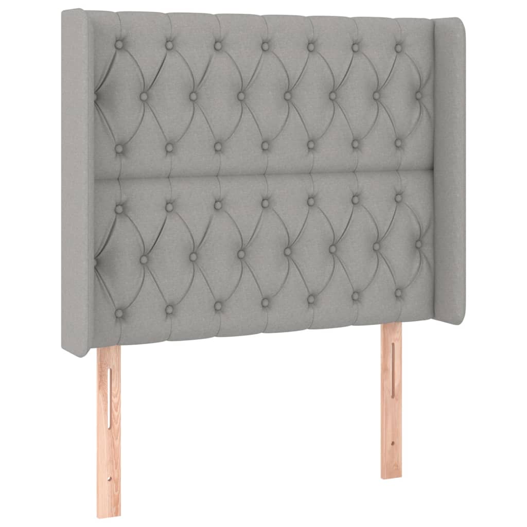 Krevet box spring s madracem LED svjetlosivi 90x200 cm tkanina