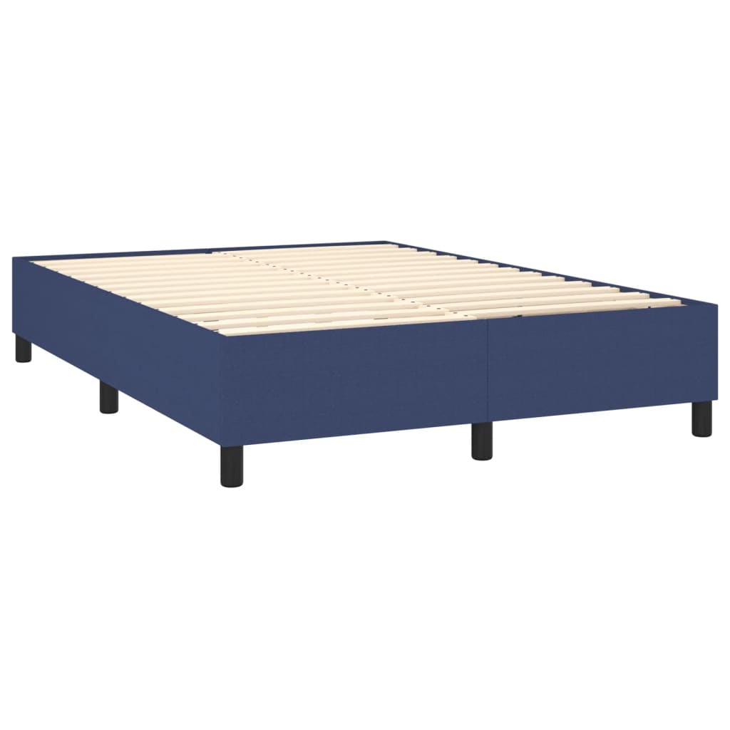 Krevet box spring s madracem LED plavi 140x190 cm od tkanine