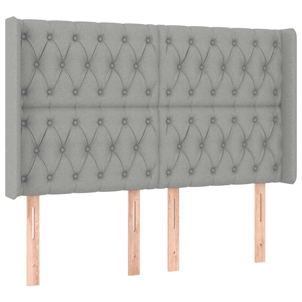 Krevet box spring s madracem LED svjetlosivi 140x200 cm tkanina