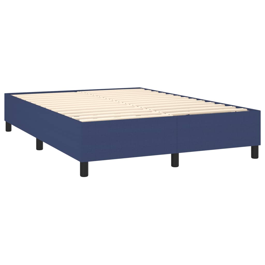 Krevet box spring s madracem LED plavi 140x200 cm od tkanine