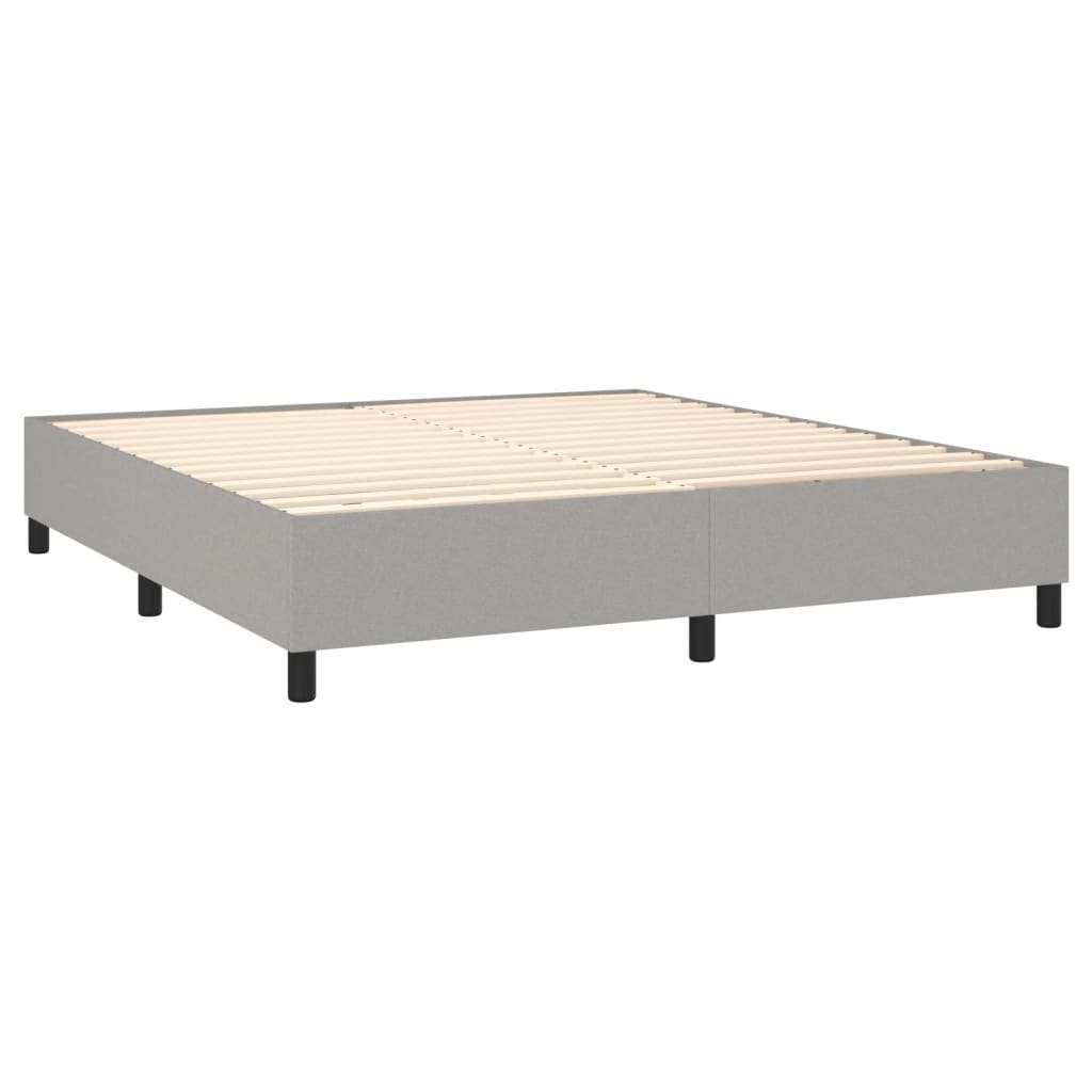 Krevet box spring s madracem LED svjetlosivi 160x200 cm tkanina