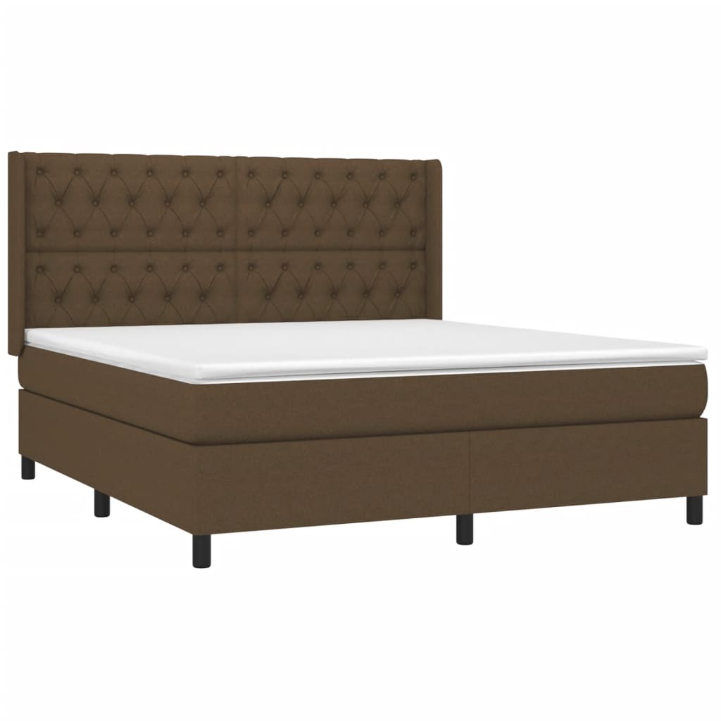 Krevet box spring s madracem LED tamnosmeđi 160x200 cm tkanina