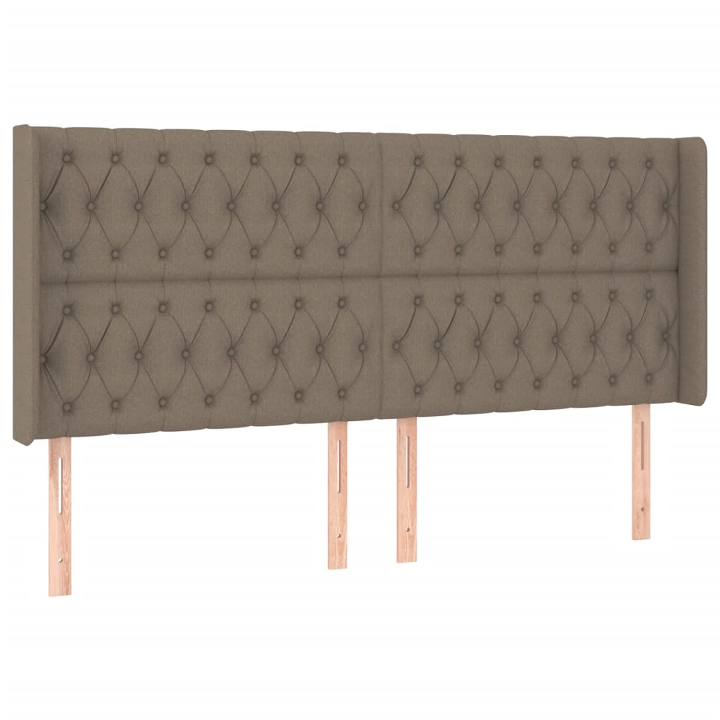 Krevet box spring s madracem LED smeđesivi 180x200 cm tkanina