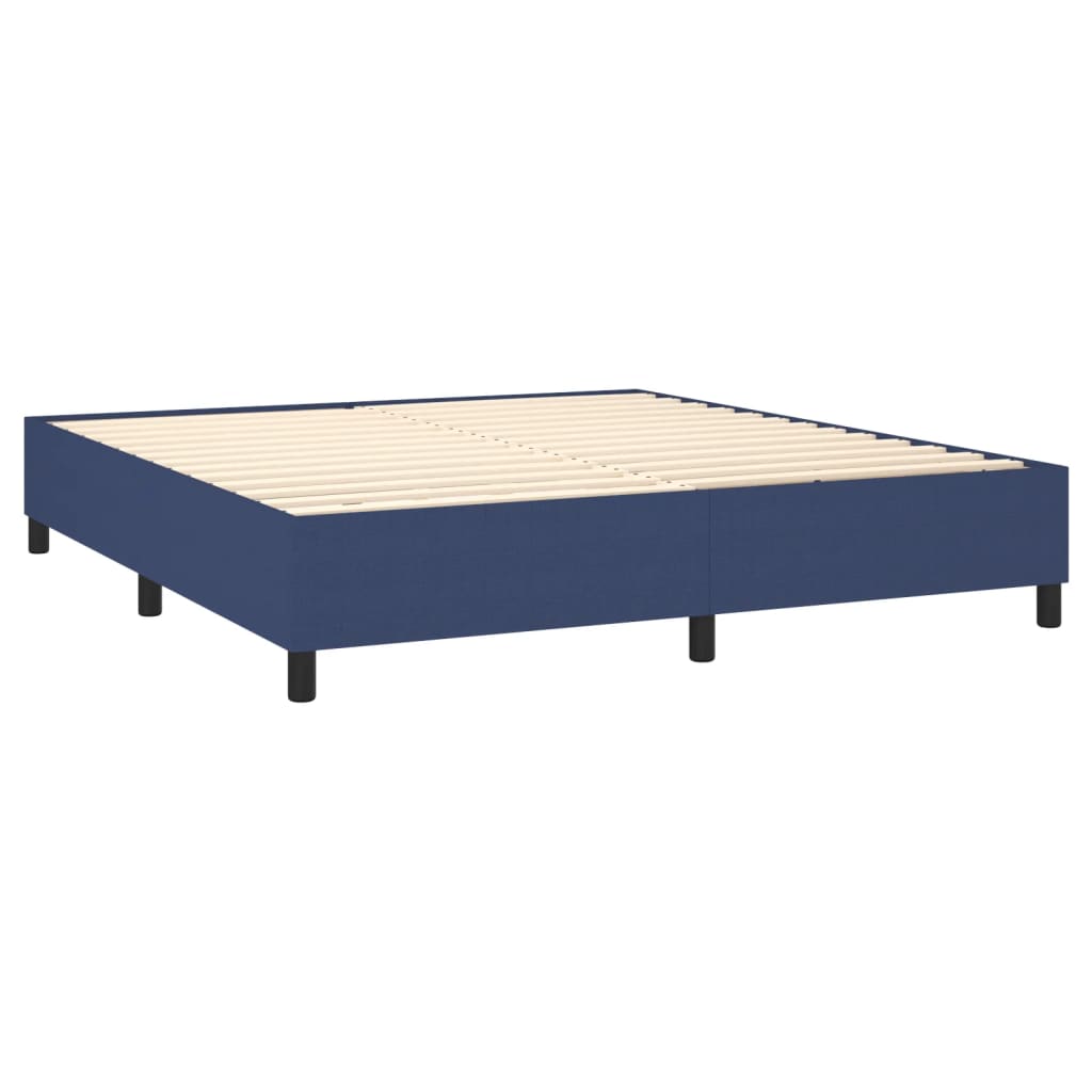 Krevet box spring s madracem LED plavi 180x200 cm od tkanine