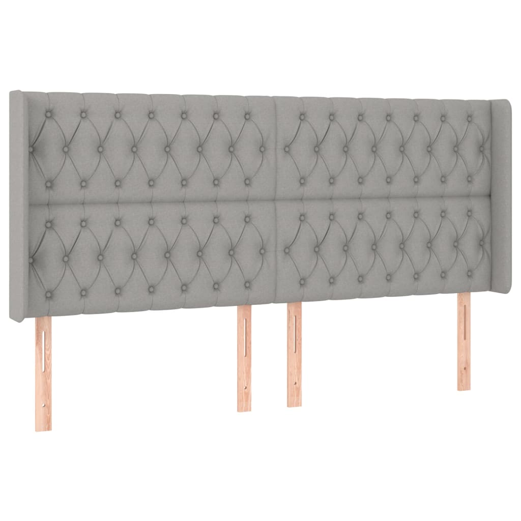 Krevet box spring s madracem LED svjetlosivi 200x200 cm tkanina