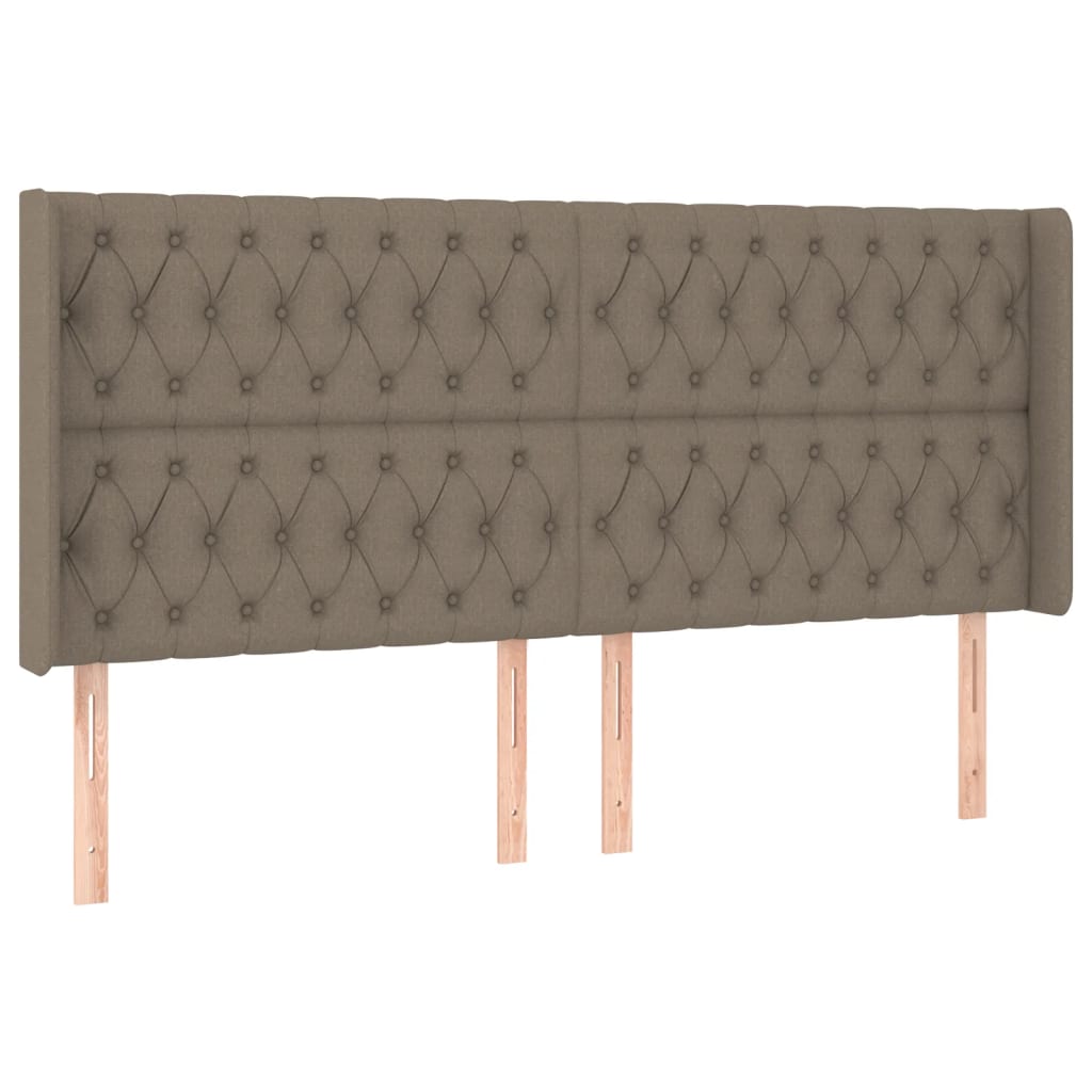 Krevet box spring s madracem LED smeđesivi 200x200 cm tkanina