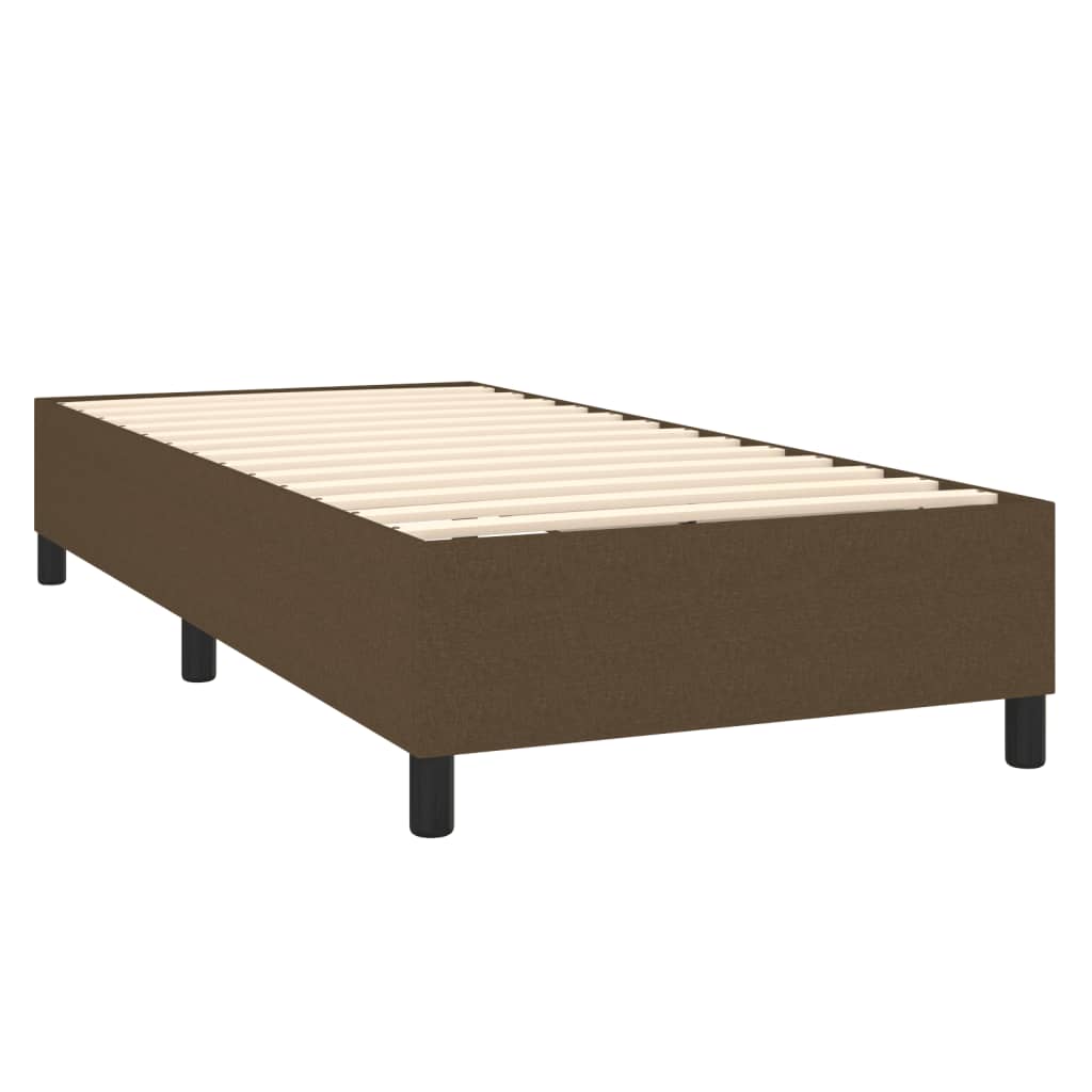 Krevet box spring s madracem LED tamnosmeđi 90x200 cm tkanina