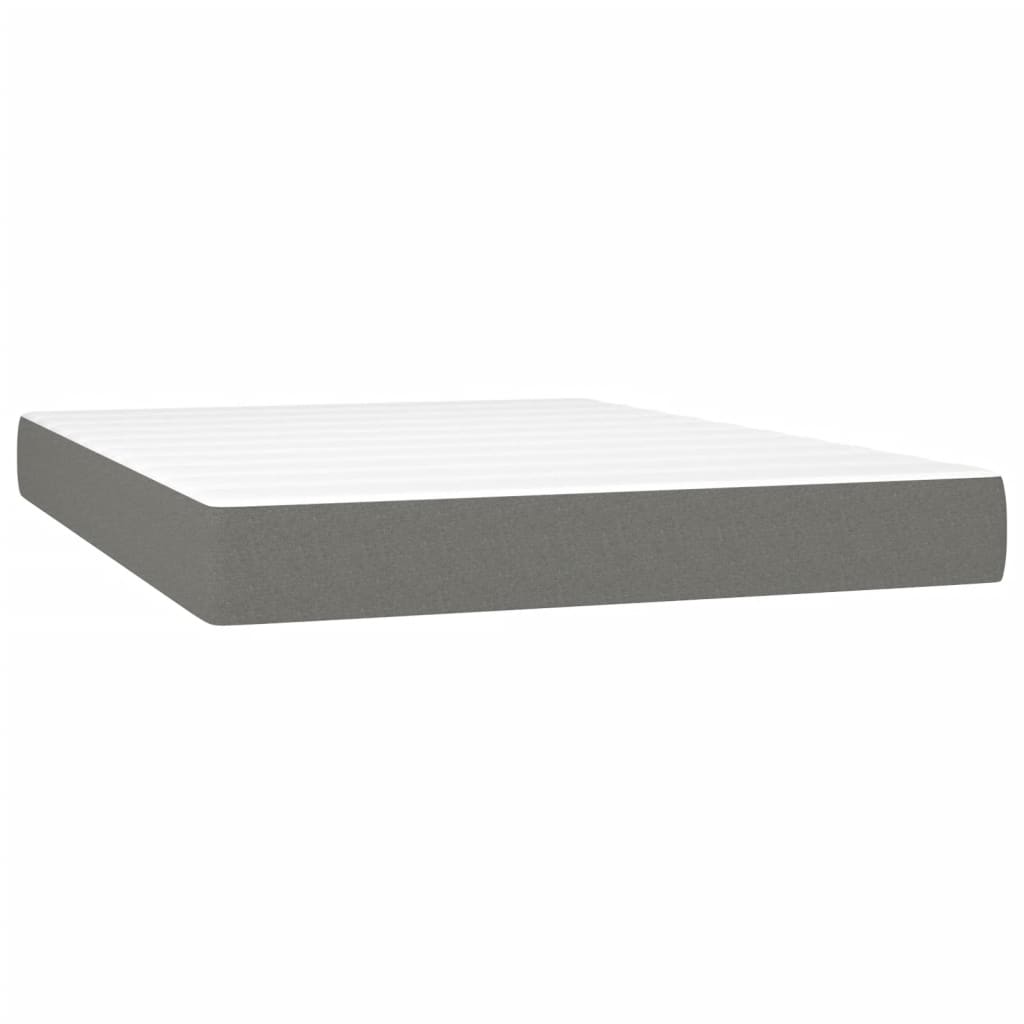 Krevet box spring s madracem LED tamnosivi 140x190 cm tkanina