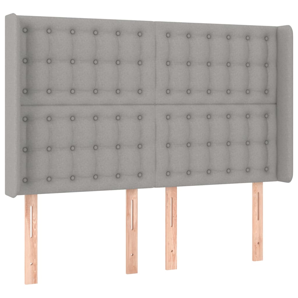 Krevet box spring s madracem LED svjetlosivi 140x200 cm tkanina