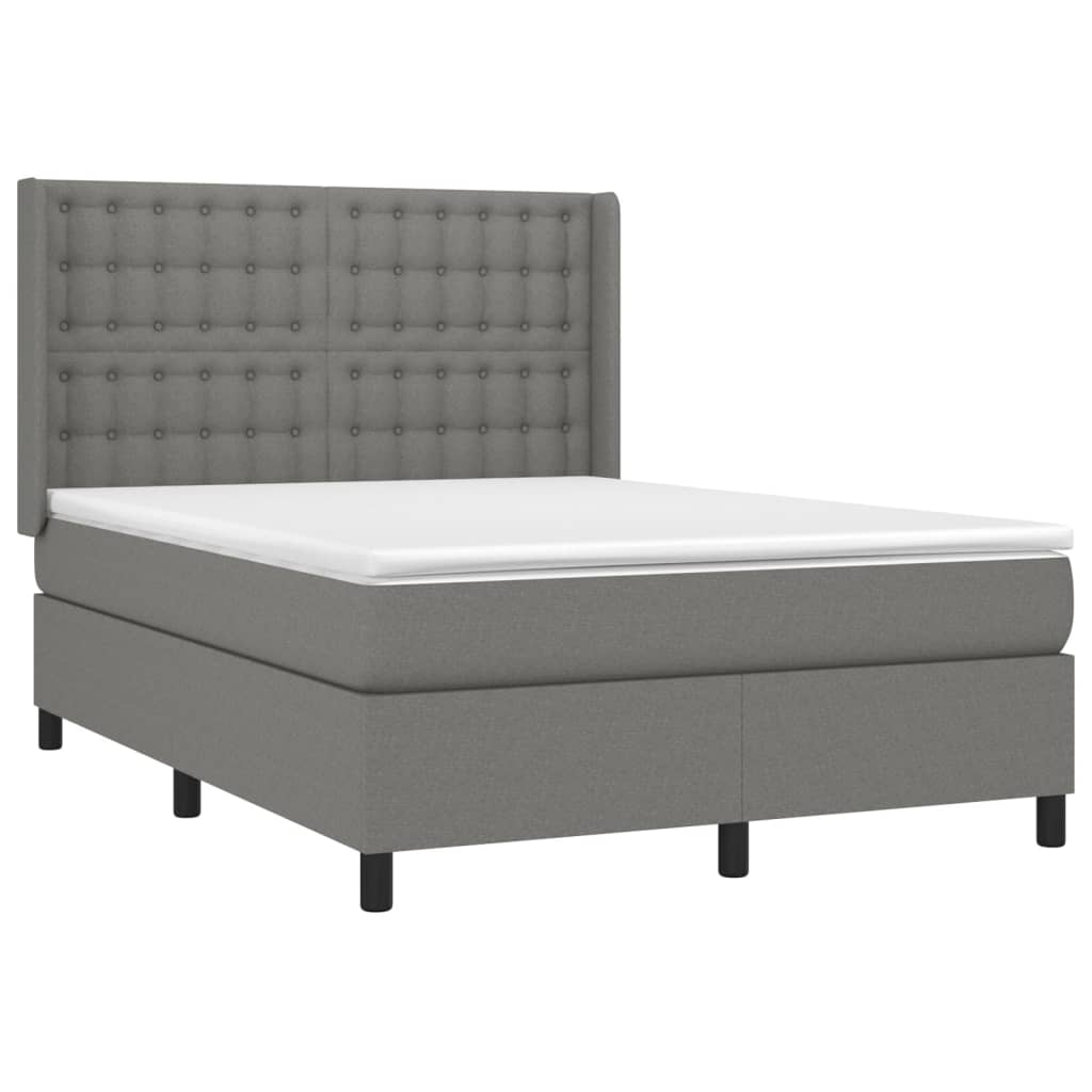 Krevet box spring s madracem LED tamnosivi 140x200 cm tkanina