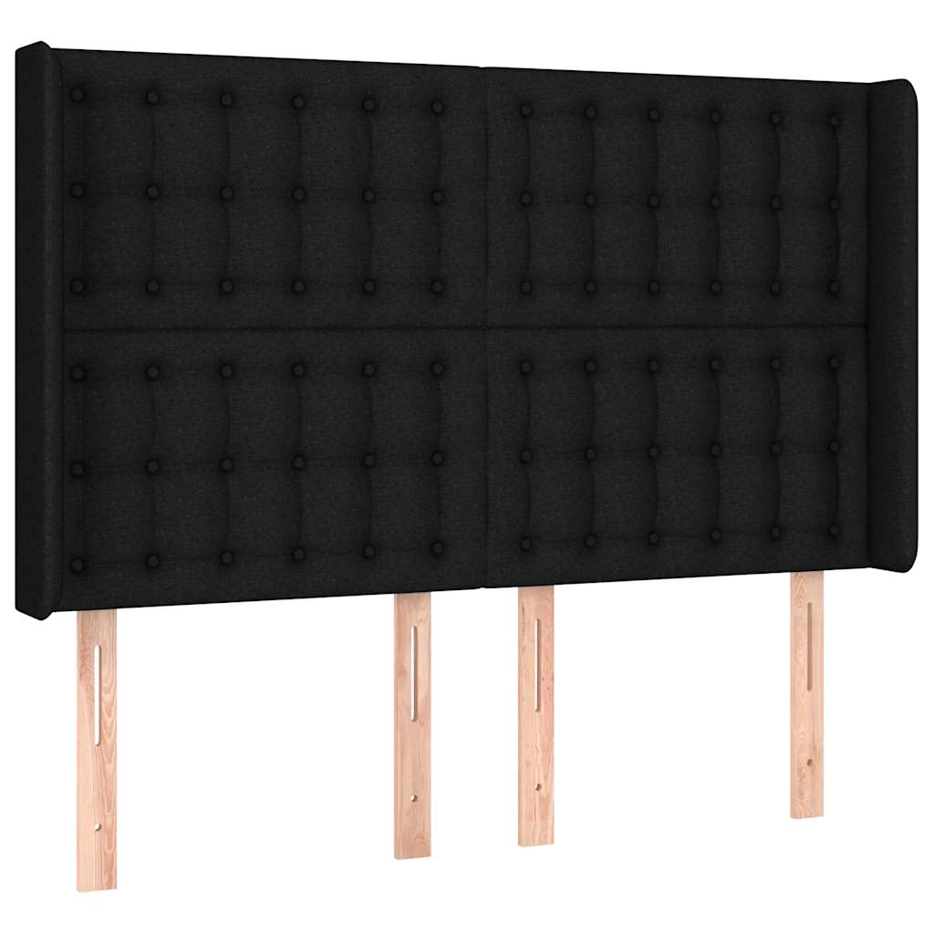 Krevet box spring s madracem LED crni 140x200 cm od tkanine
