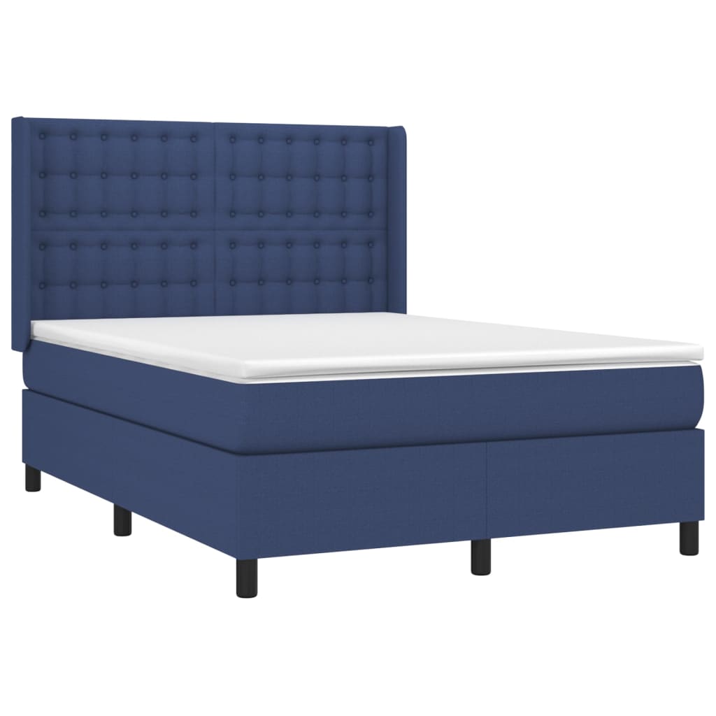 Krevet box spring s madracem LED plavi 140x200 cm od tkanine