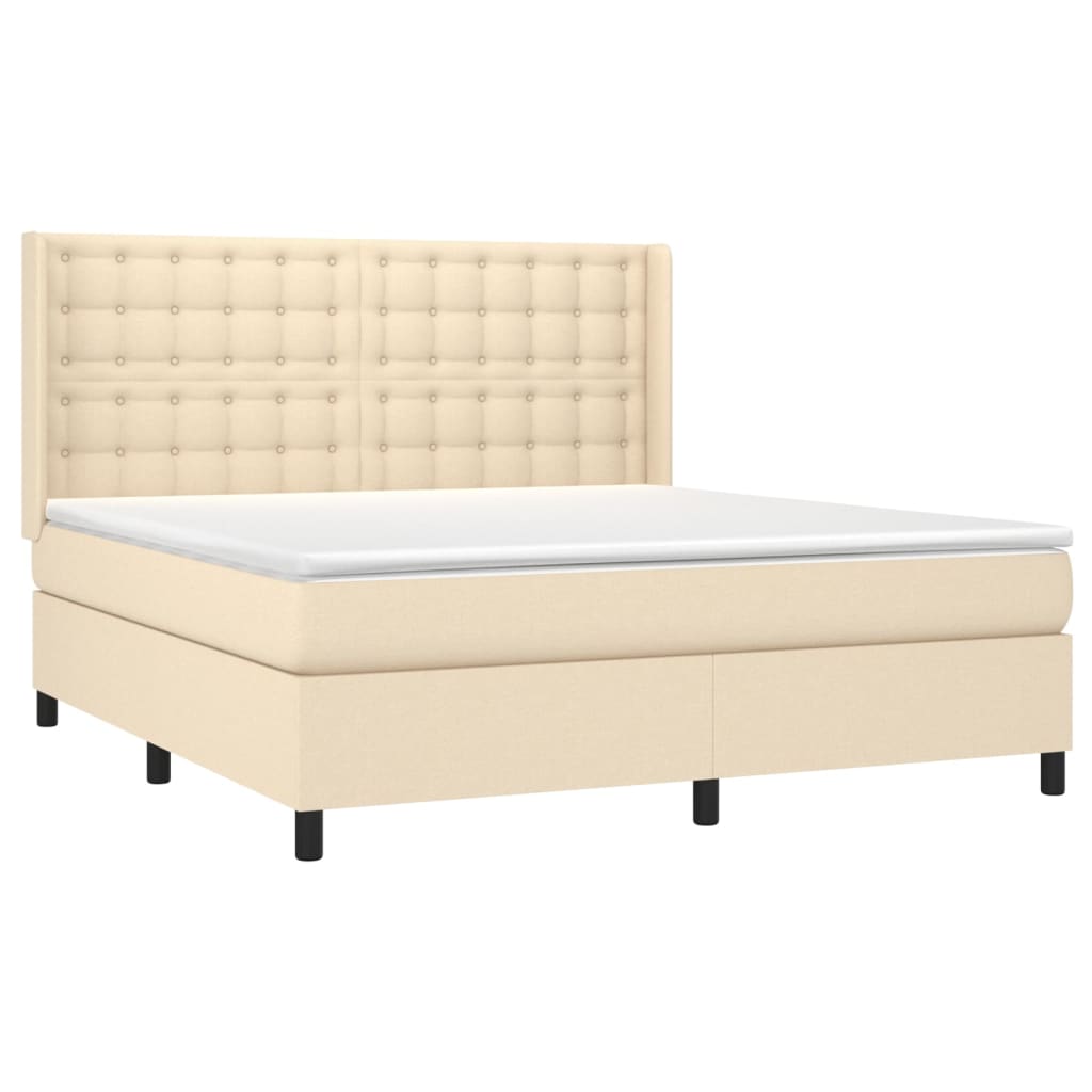 Krevet box spring s madracem LED krem 160x200 cm od tkanine