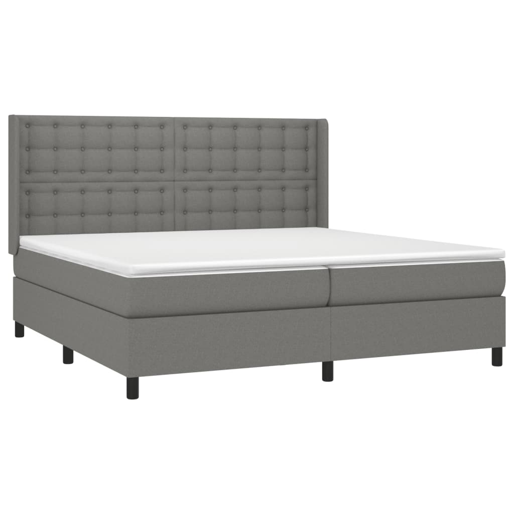 Krevet box spring s madracem LED tamnosivi 200x200 cm tkanina
