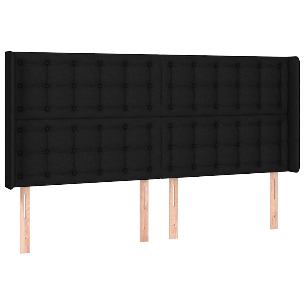 Krevet box spring s madracem LED crni 200x200 cm od tkanine