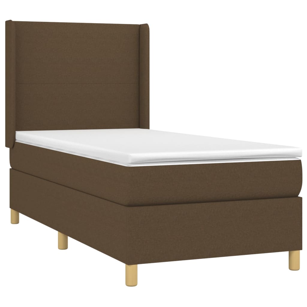 Krevet box spring s madracem LED tamnosmeđi 80 x 200 cm tkanina