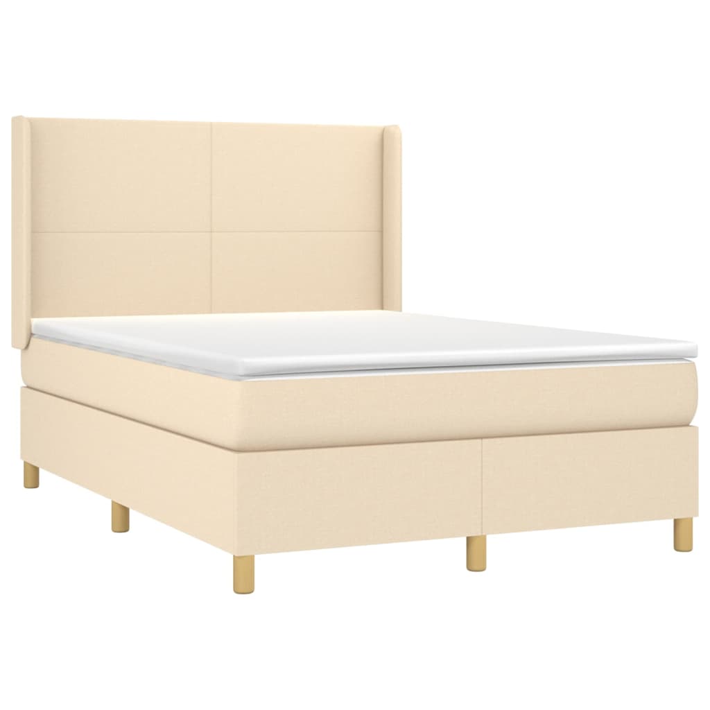 Krevet box spring s madracem LED krem 140x190 cm od tkanine