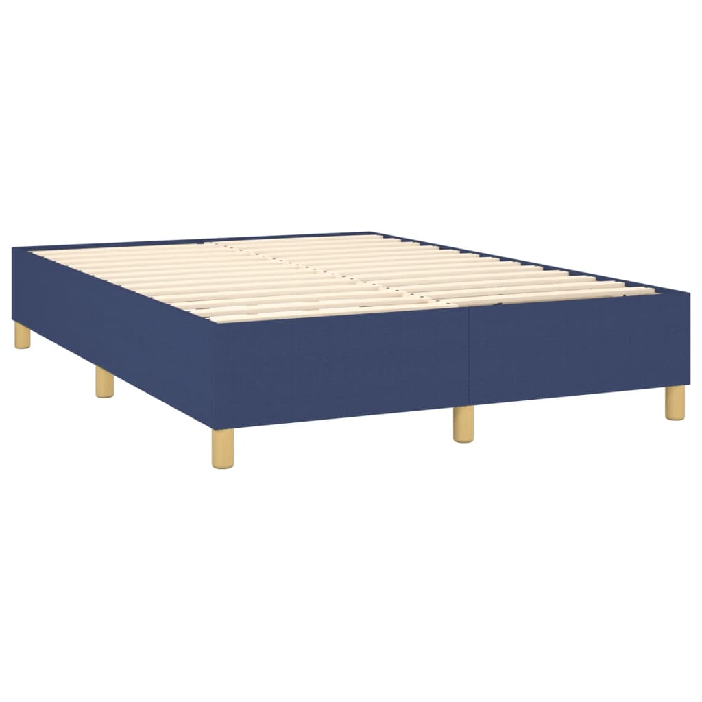 Krevet box spring s madracem LED plavi 140x200 cm od tkanine