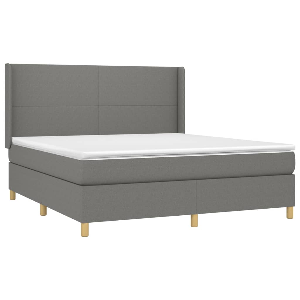 Krevet box spring s madracem LED tamnosivi 160x200 cm tkanina