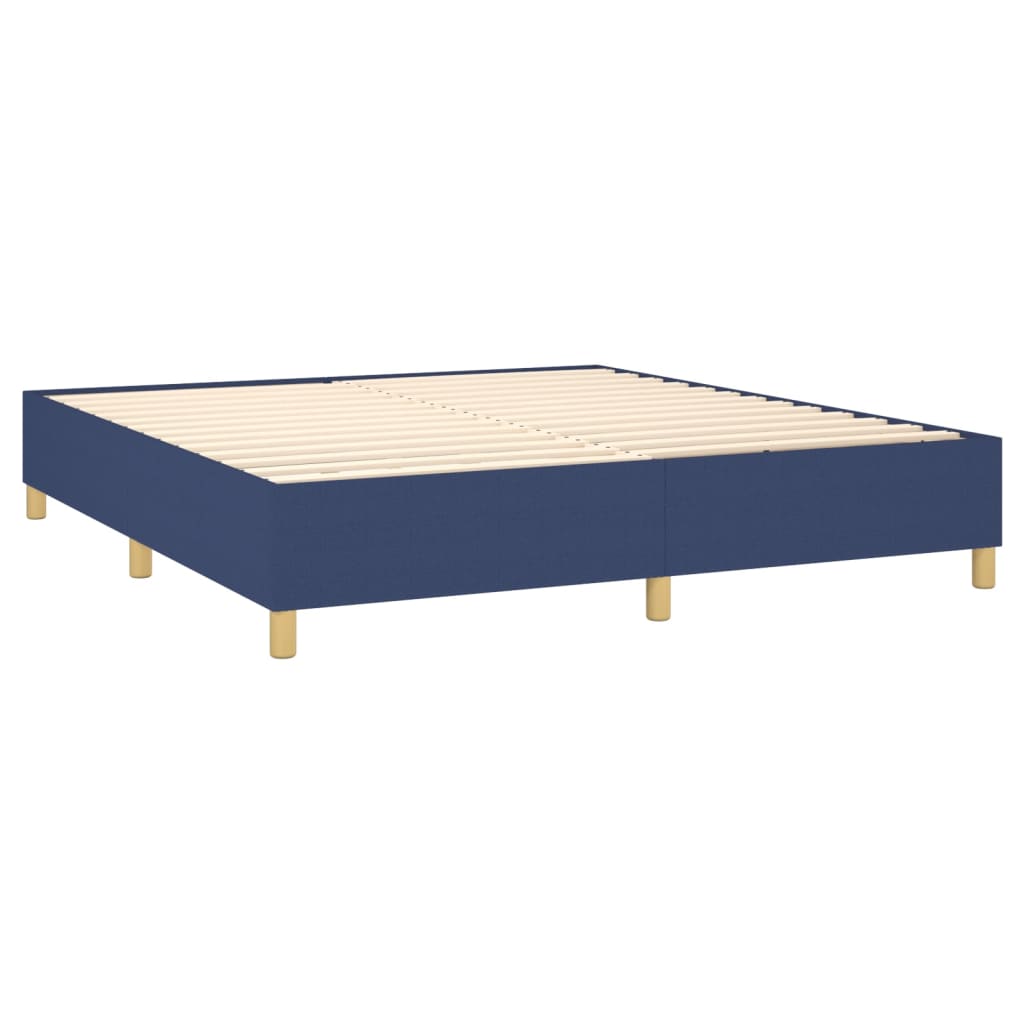 Krevet box spring s madracem LED plavi 180x200 cm od tkanine