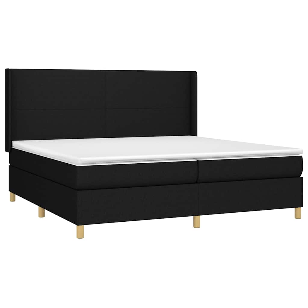 Krevet box spring s madracem LED crni 200x200 cm od tkanine