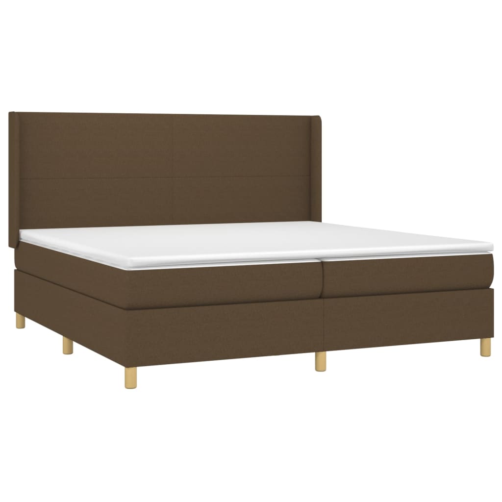 Krevet box spring s madracem LED tamnosmeđi 200x200 cm tkanina