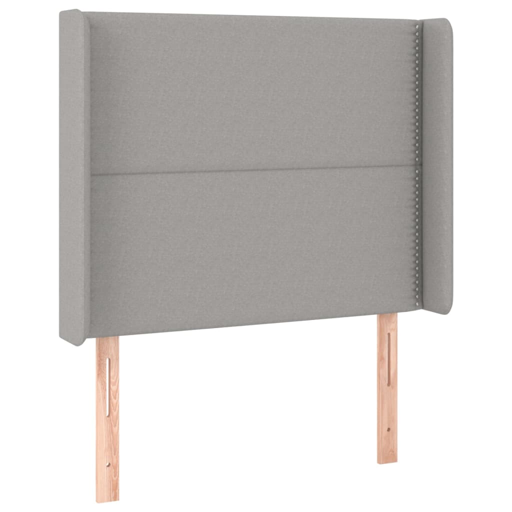 Krevet box spring s madracem LED svjetlosivi 90x200 cm tkanina