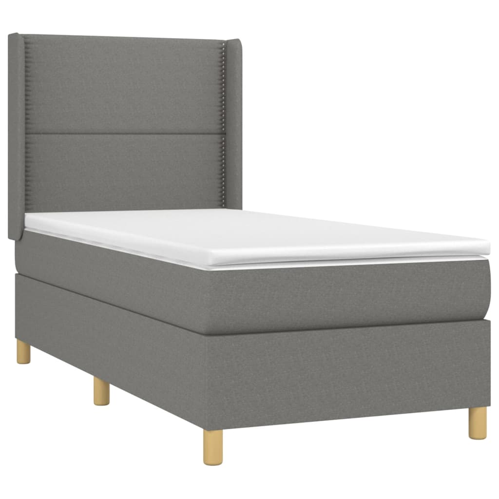 Krevet box spring s madracem LED tamnosivi 100x200 cm tkanina